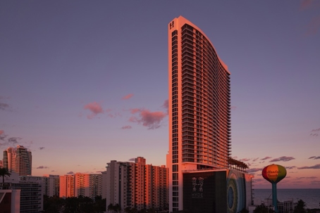 South Florida commercial real estate buildings at sunset